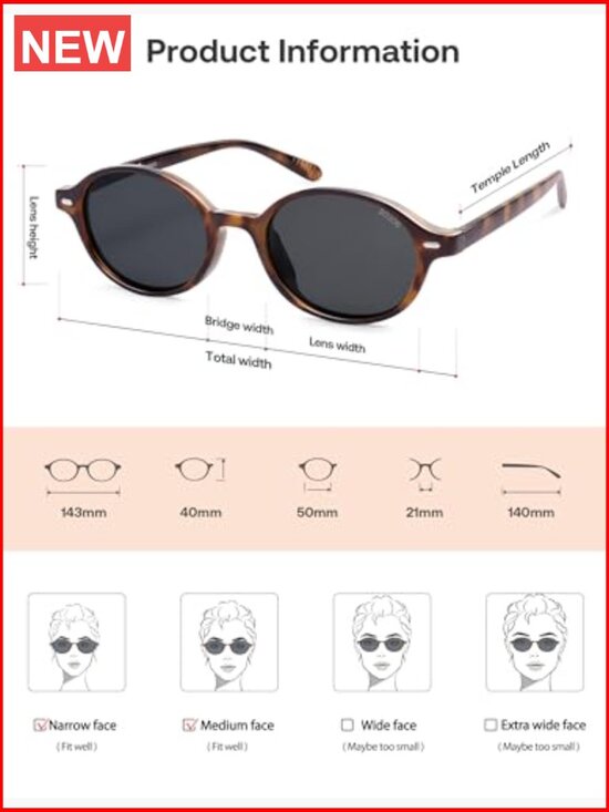 Trendy Oval Round Polarized Sunglasses with UV400 Protection
